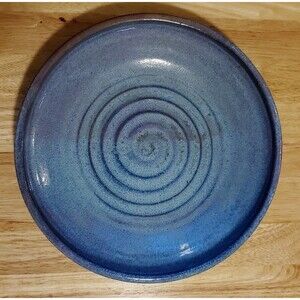 Heyduck Stoneware Serving Plate Blue Purple Glaze Pottery Pasta Dish Bowl 1998